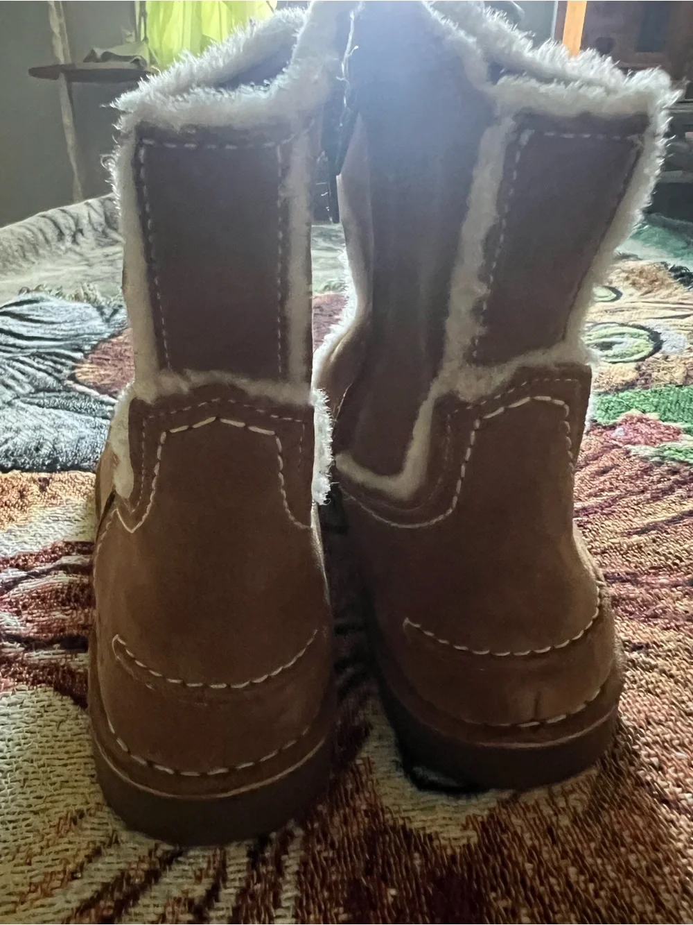 UGG Women's Chestnut Suede Shearling-Trim Ankle Booties